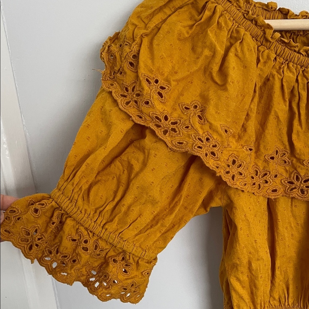 Universal Thread Mustard Eyelet Blouse - Picture 3 of 8